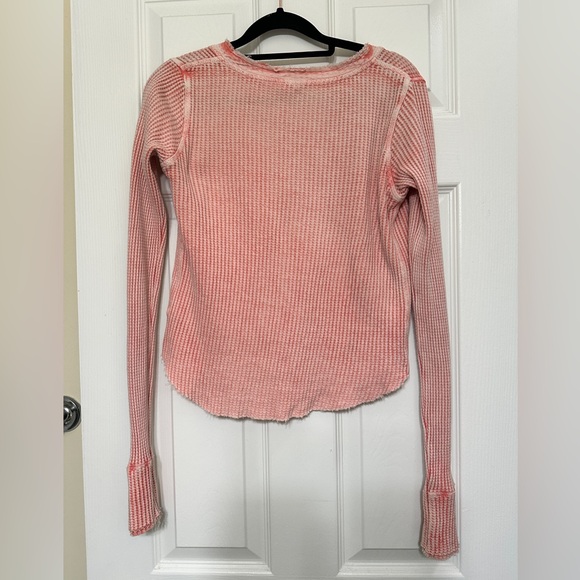 Free People One Colt Thermal Waffle Knit Pink Long Sleeve Top - Size Small - Picture 5 of 8